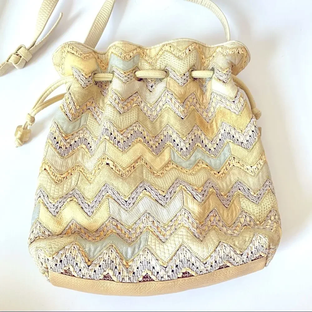 Sharif Vintage Chevron Zig Zag Leather Drawstring